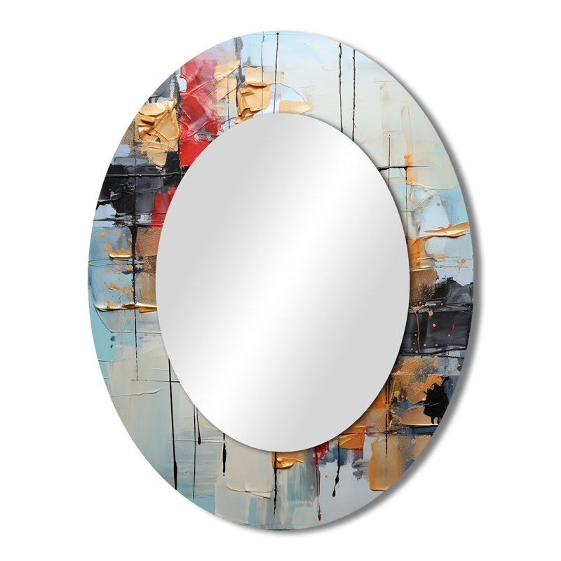 Collage Serenade II - Modern Oval Wall Mirror, 43" x 33"