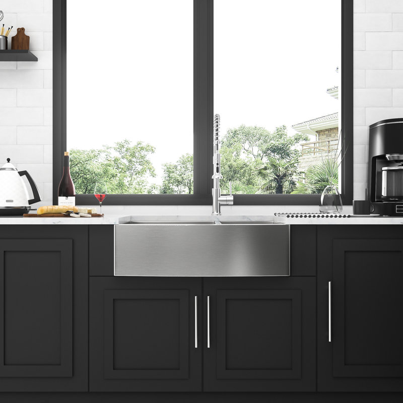 Double cuve, 36 po, calibre 16, acier inoxydable, évier de cuisine, insonorisant, coussin, revêtement de condensation, guide d'installation, ensemble de drain de gabarit,