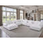 Canapé d'angle surdimensionné 8 places en chenille effet nuage avec deux poufs, deux porte-gobelets, rangements et ports USB-71221202