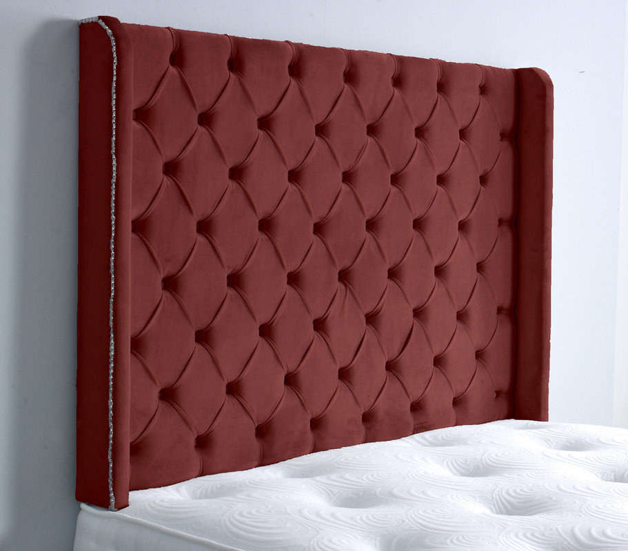 Chesterfield Winged Chenille 5ft Kingsize 36" Headboard - Ivory