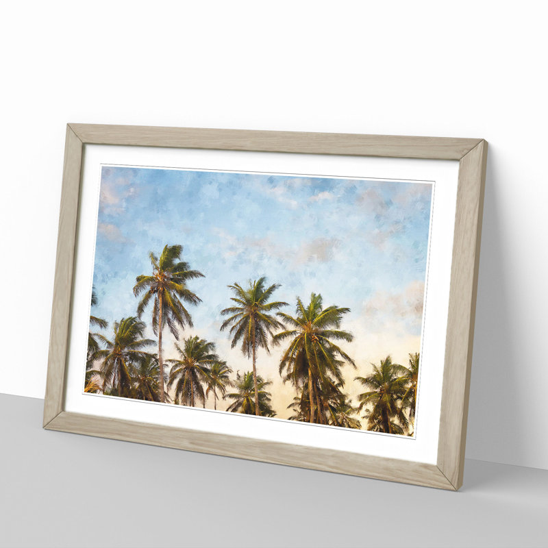 Palm Trees Vol.2 - Picture Frame Painting, 36cm H x 48cm W x 2cm D, Oak Framed