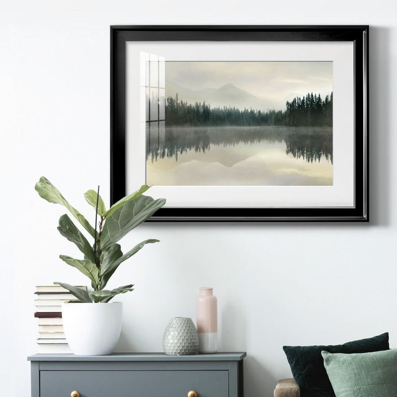 Toile encadrée de qualité supérieure Jade Reflection, Cadre noir, H 18,5 po x l 24,5 po x P 1 po, Blanc
