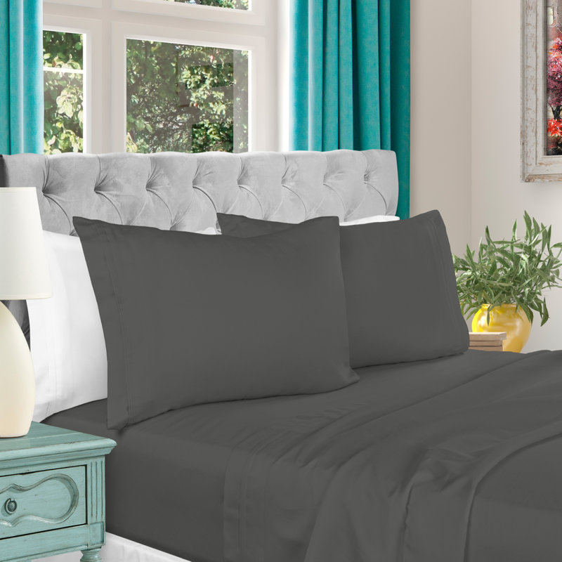Blue Nile Mills 1000 Thread Count Standard Cotton Sheet Set, King, Gray