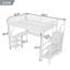 Lit mezzanine double en métal avec bureau en L, lumière DEL et USB pour enfants, adolescents, adultes