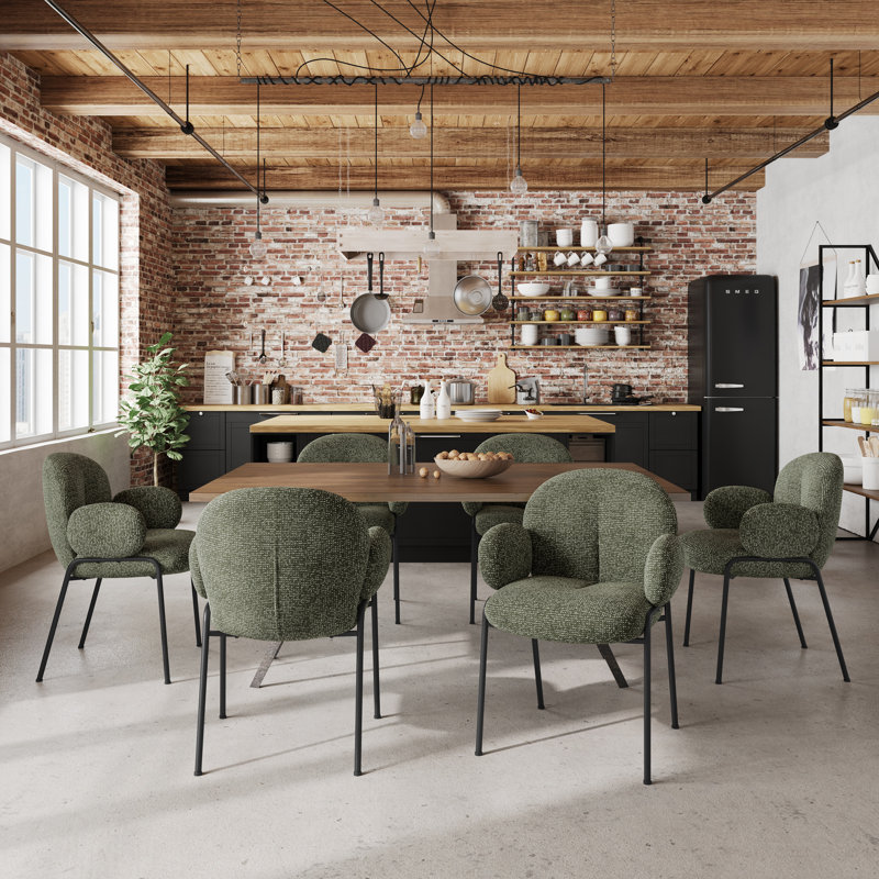 Anston 46cm H Linen Upholstered Metal Armchair, Green Linen, 6