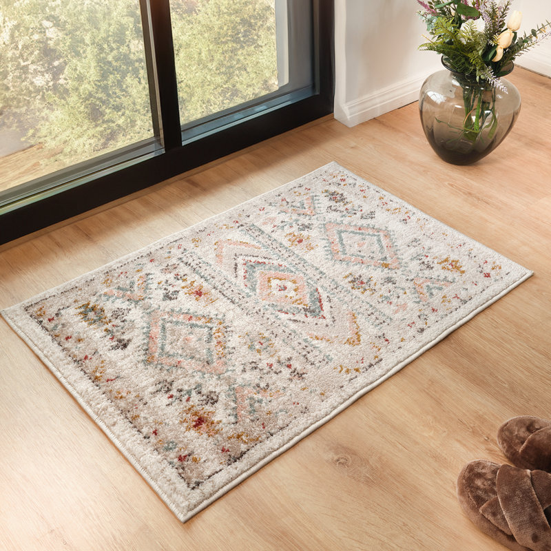 Eldon Pale Pink/Teal Rug, Rectangle 60 x 90 cm