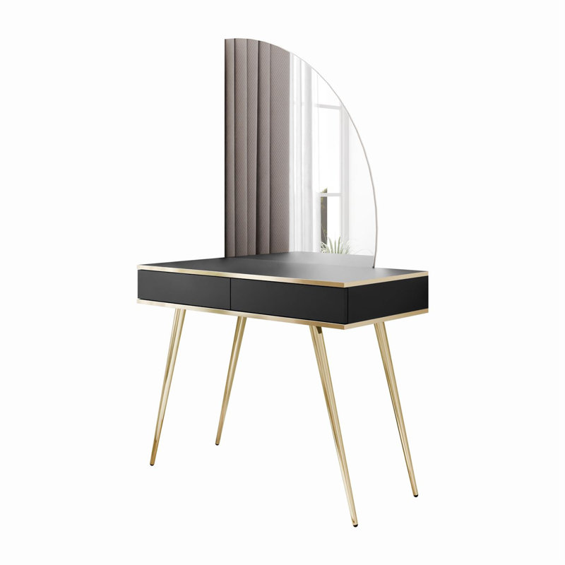 Dressing Table with Mirror, Black