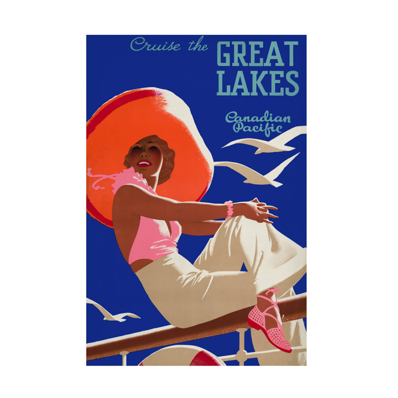 Croisière sur les Grands Lacs sur une reproduction sur toile, H 19 po x l 12 po x P 2 po