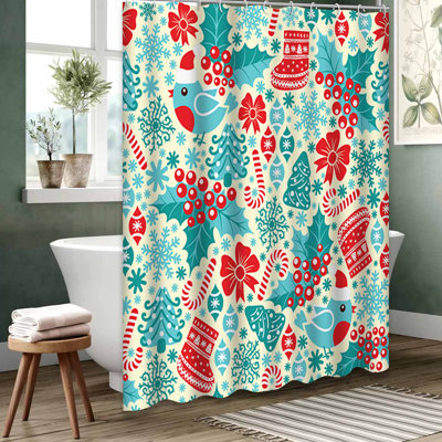 Red Waterproof Shower Curtain, Shower Curtains for Bathroom with 12 Hooks