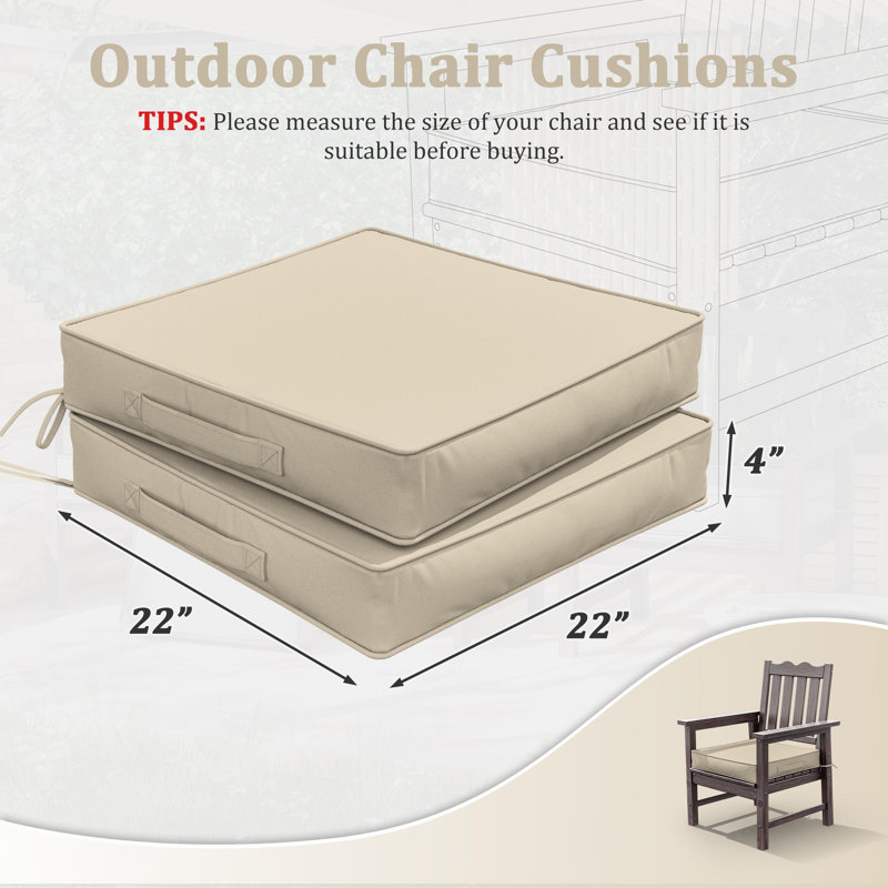 Outdoor 4” Seat Cushions And 22”X22” Outdoor Cushions Dining Seat Cushions , Cream