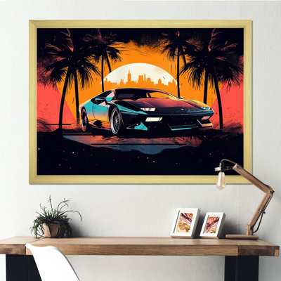 " Yellow and Gray Race Car Elegance I " Print