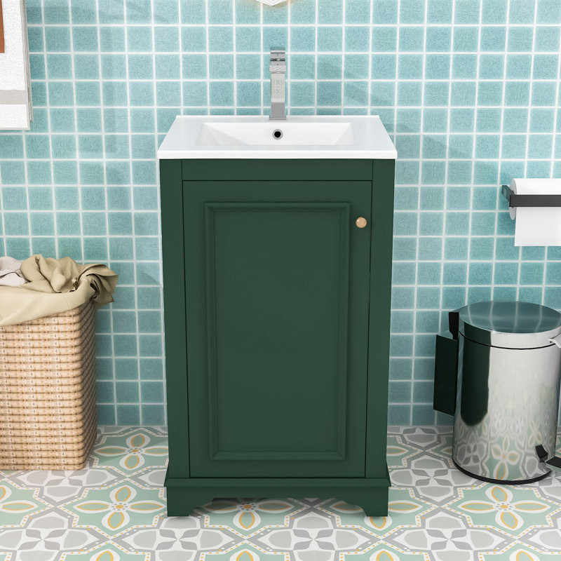 Meuble-lavabo de qualité supérieure avec lavabo intégré - Fabrication en bois et en panneau de fibres à densité moyenne, Vert