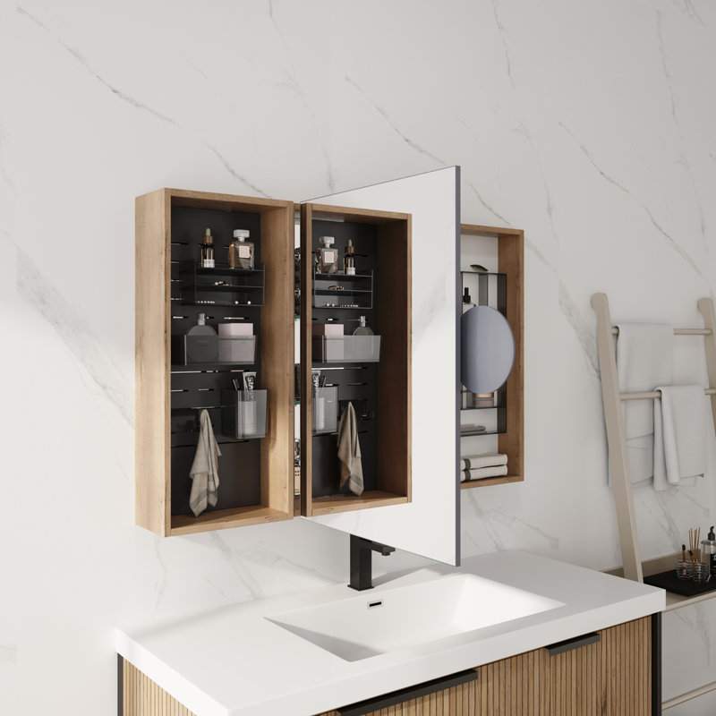 Armoire à pharmacie murale avec porte-miroir 43,7 po