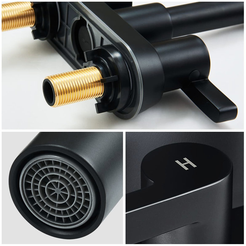 4 Inch Bathroom Faucet Matte Black, 2 Handle, 3 Hole With Pop Up Drain And Water Supply, 360 Swivel Function , Handle & Supply Lines, Spout For Classic Bathrooms