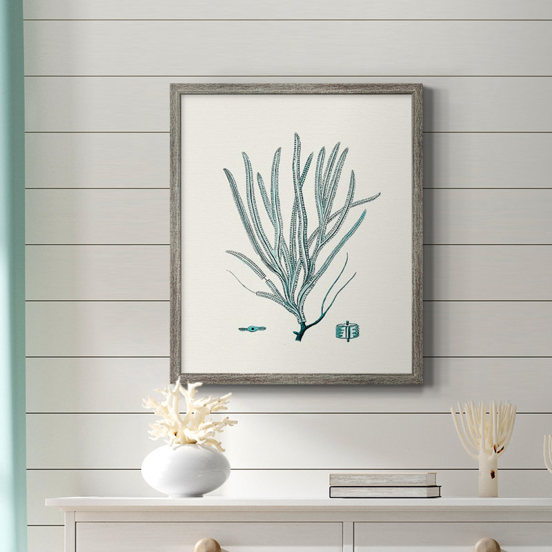 Toile encadrée antique Premium Coastal Coral VII - prête à être accrochée, Argent patiné, H 24 po x l 20 po