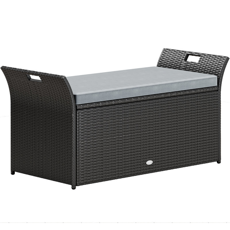 Friedbald 90 Gallon Outdoor Storage Bench with Cushion, Grey