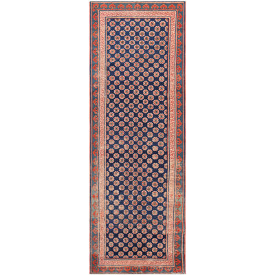 One-of-a-Kind Runner 5' X 14'2" Before 1900 Runner Wool Area Rug in Red/Cream/Blue