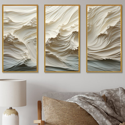 «White and Blue Wave Papercut Style II - Coastal Waves», ensemble d'art mural