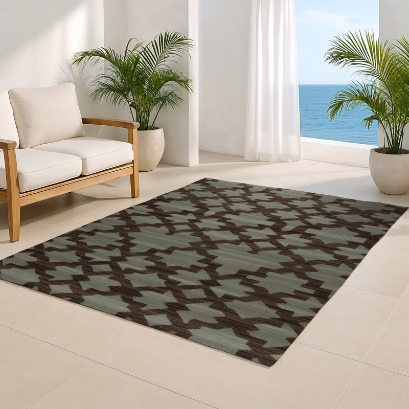 Tapis brun intérieur et extérieur Trellis, Rectangulaire 2 pi x 3 pi