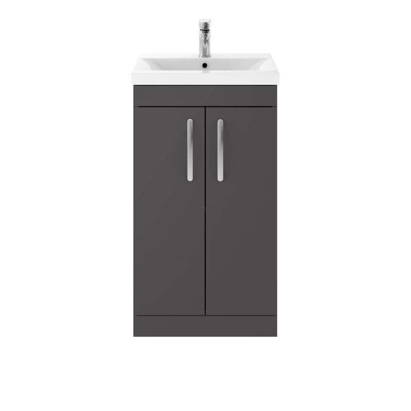 Athena 510mm Single Bathroom Vanity with Integrated Vitreous China Basin, Charcoal Black