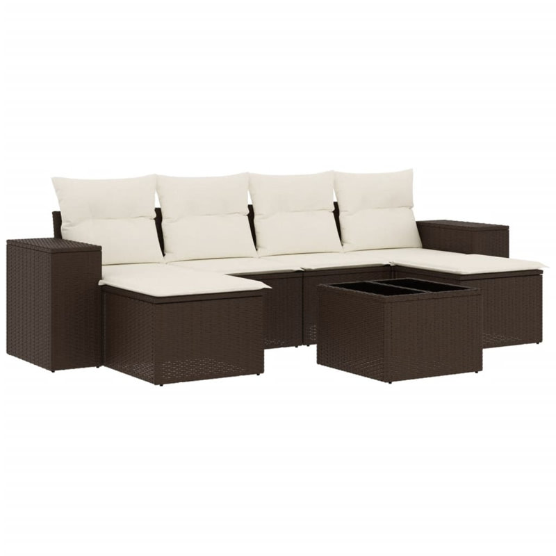 Ensemble de canapé de jardin Vidaxl brun, blanc crème