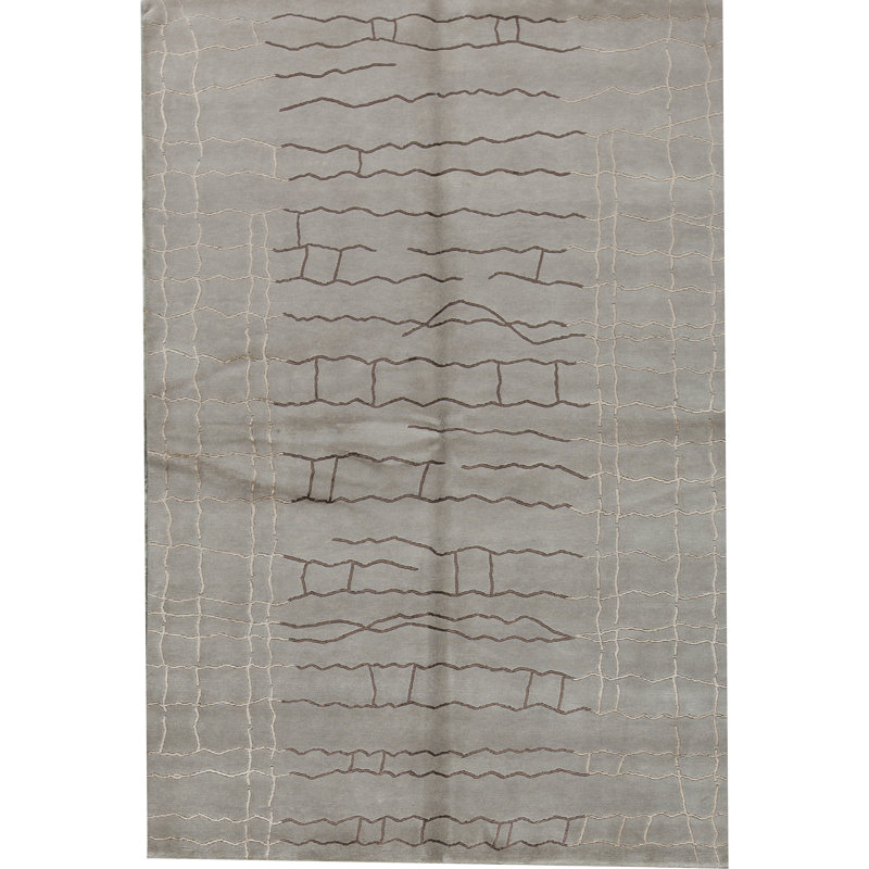 Tapis gris de haute qualité noué à la main