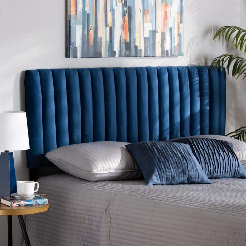 Tête de lit tapissier Coralee, Bleu marine, Grand