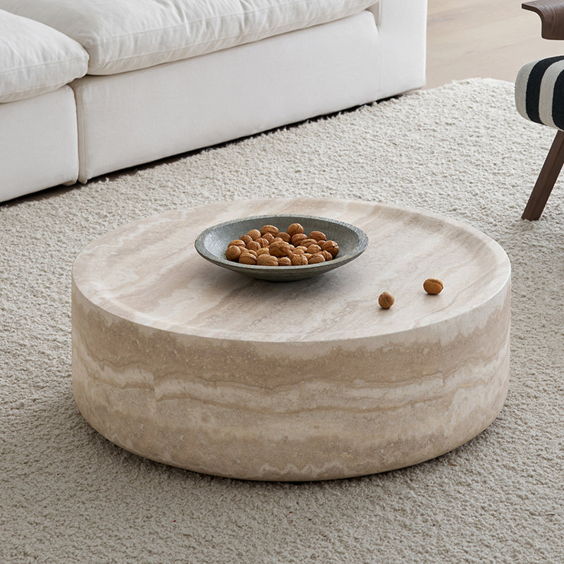 French-style round coffee table, 11.8" H x 35.4" L x 35.4" W