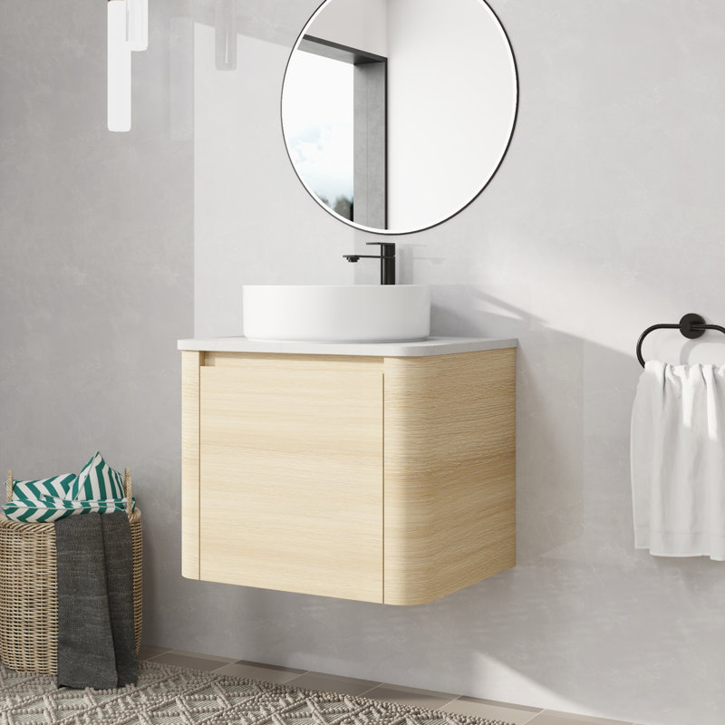 Meuble-lavabo mural simple 24 po avec lavabo en céramique, 24", Blanc