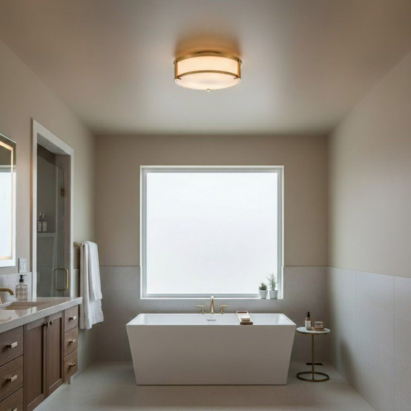 Lowell Modern Flush Mount Ceiling Light, Brushed Bronze, 4.75" H x 16" W x 16" D