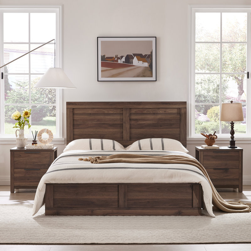 Farmhouse 3 Piece Bedroom Set, Walnut, Queen