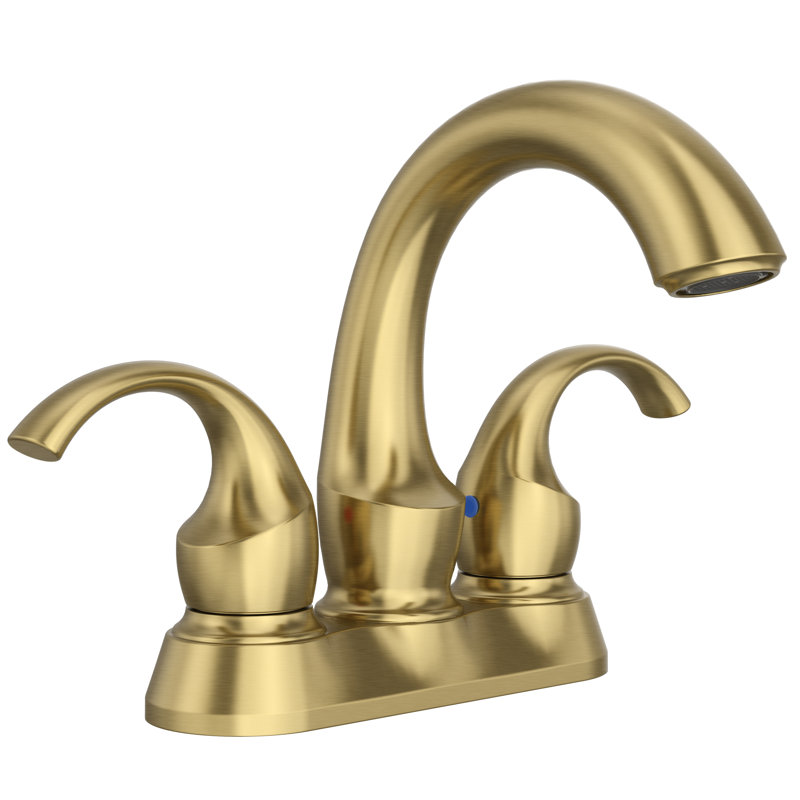 2-handle Bathroom Faucet with Drain Assembly, Brushed Brass
