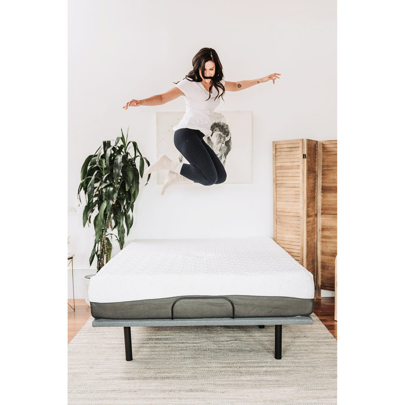 Matelas simple en mousse viscoélastique imprégnée de gel 10 po - Base ventilée froide et pure 5 po. Base à fermeture à glissière 400 g / m² avec fermeture à glissière de refroidissement robuste
