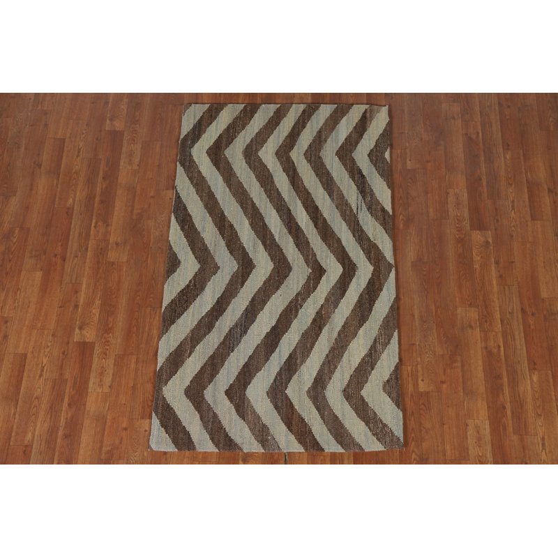 Tapis à motif de chevrons style oriental Kilim 3 x 5