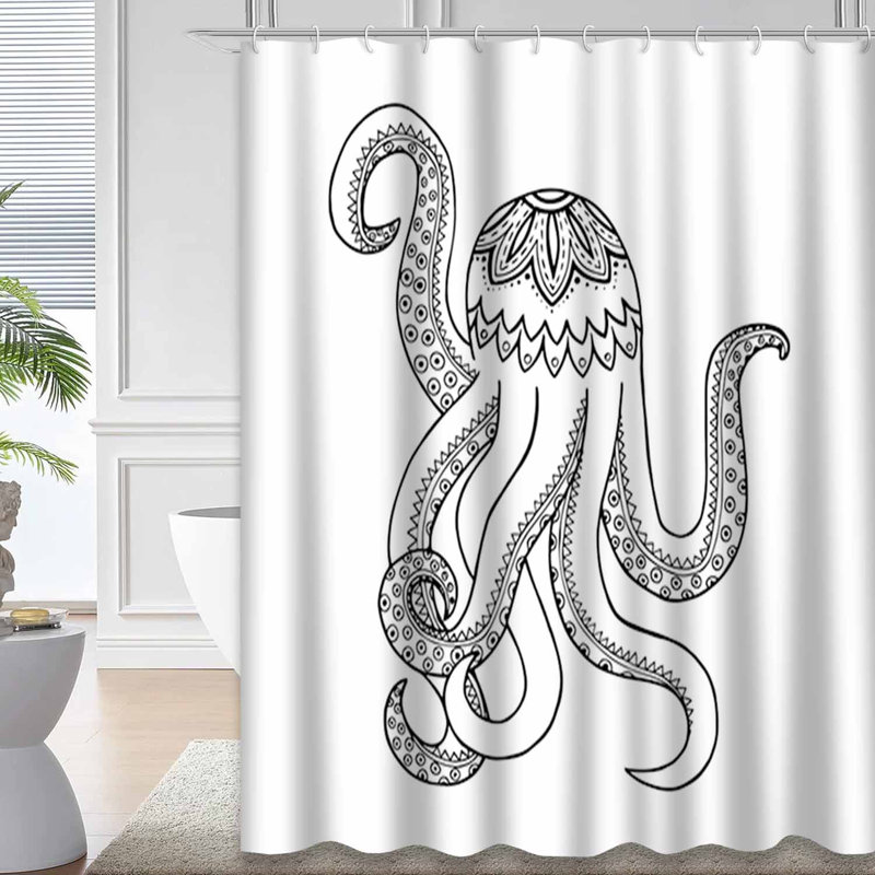 Rideau de douche avec 12 crochets, L 72 po x l 78 po