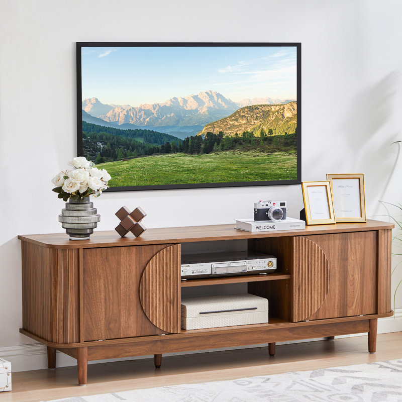 Meuble télé 60,2 po avec porte coulissante Leopardus, Brun