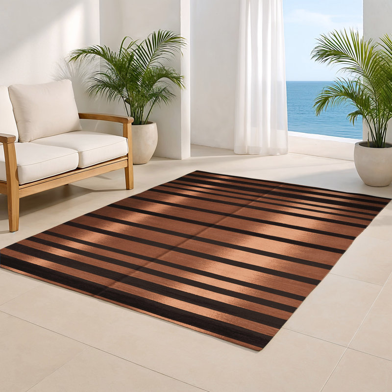 Tapis intérieur / extérieur brun HorizontalStripes, Rectangle 4pi x 6 pi