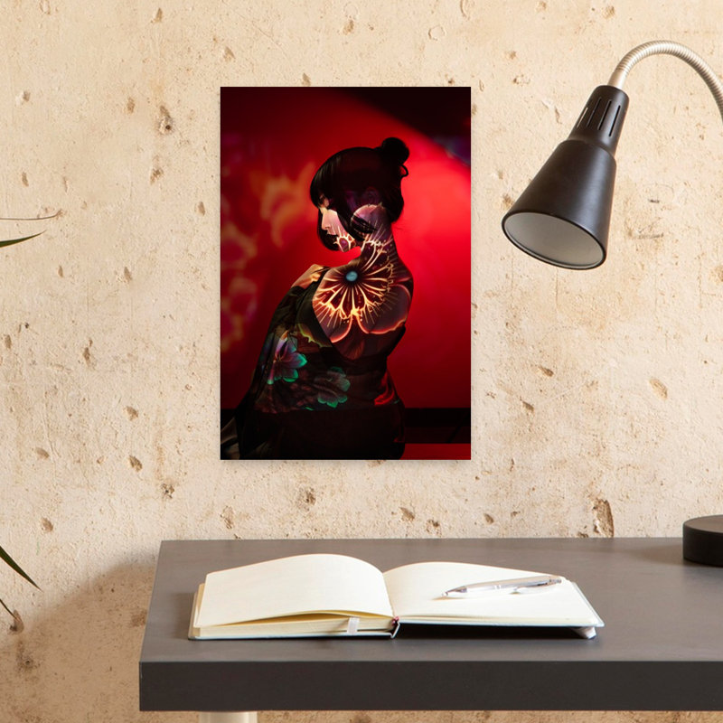 Kimono, femme, coloré, élégant, éthéré, portrait, art mural, H 18 po x l 12 po