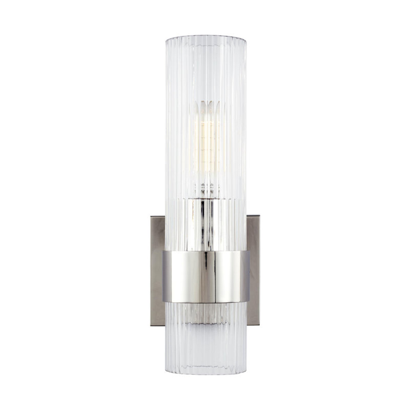 Geneva 12.63" Polished Nickel Vanity Sconce with Clear Glass Shade