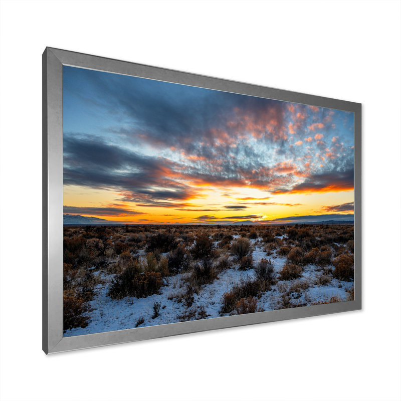 Winter Shrublands On Arkansas Desert sur toile, H 30 po x l 40 po x P 1,5 po, Cadre photo argenté
