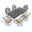 Cet ensemble de salle à manger en fonte d'aluminium toutes saisons comprend des chaises pivotantes et une table rectangulaire avec cadre-1727940380