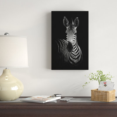 Wrapped Canvas Wall Art - Wildphotoart 'The Zebra' Wall Art for Living Room, Bedroom, or Office Décor - 16x24