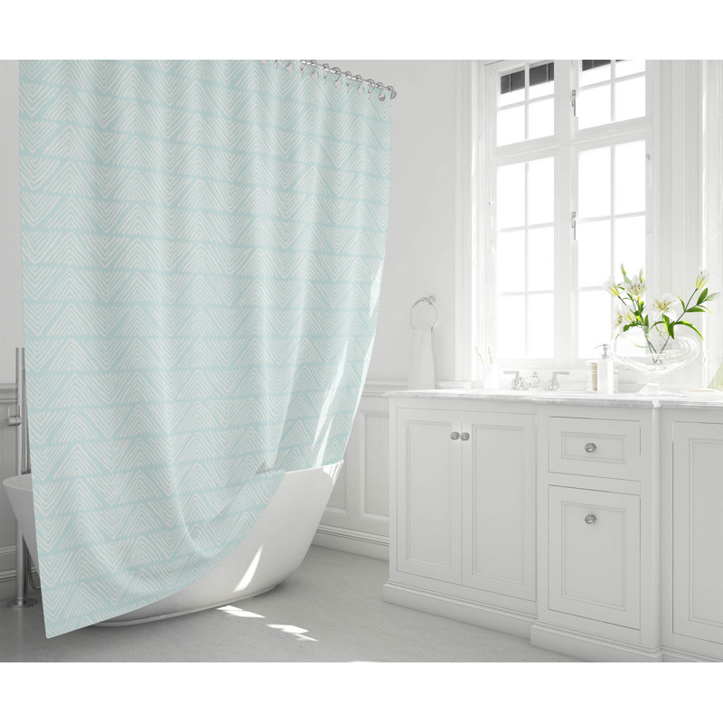 Chev Wave Stripe Ultra-Thin Lightweight Shower Curtain, Blue/Light Blue