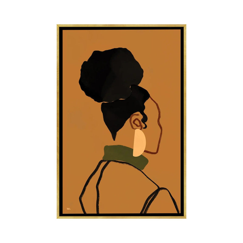 Gina par Bria Nicole-impression d’art graphique, H 26 po x l 18 po x 1,5 po, Toile encadrée d'or, Pas de tapis