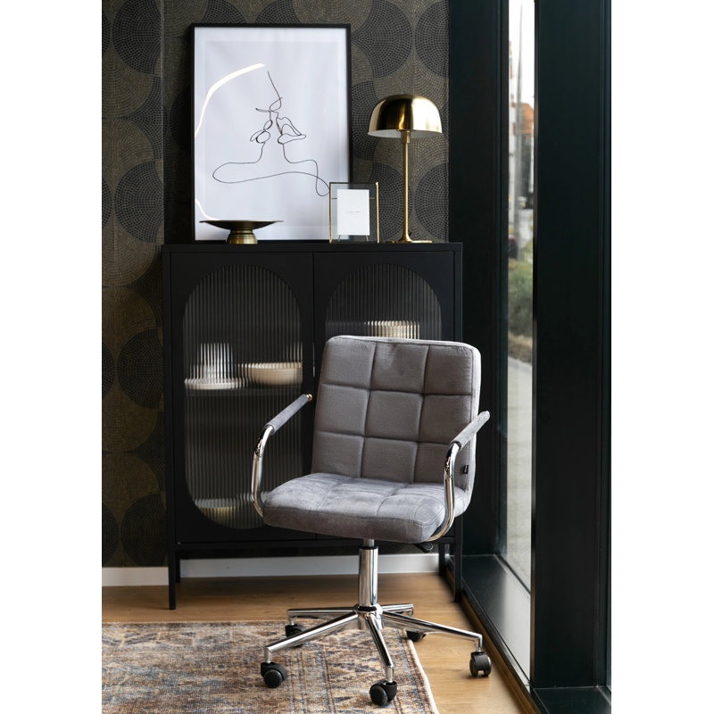 Aisleigh Velvet Office Chair, Grey