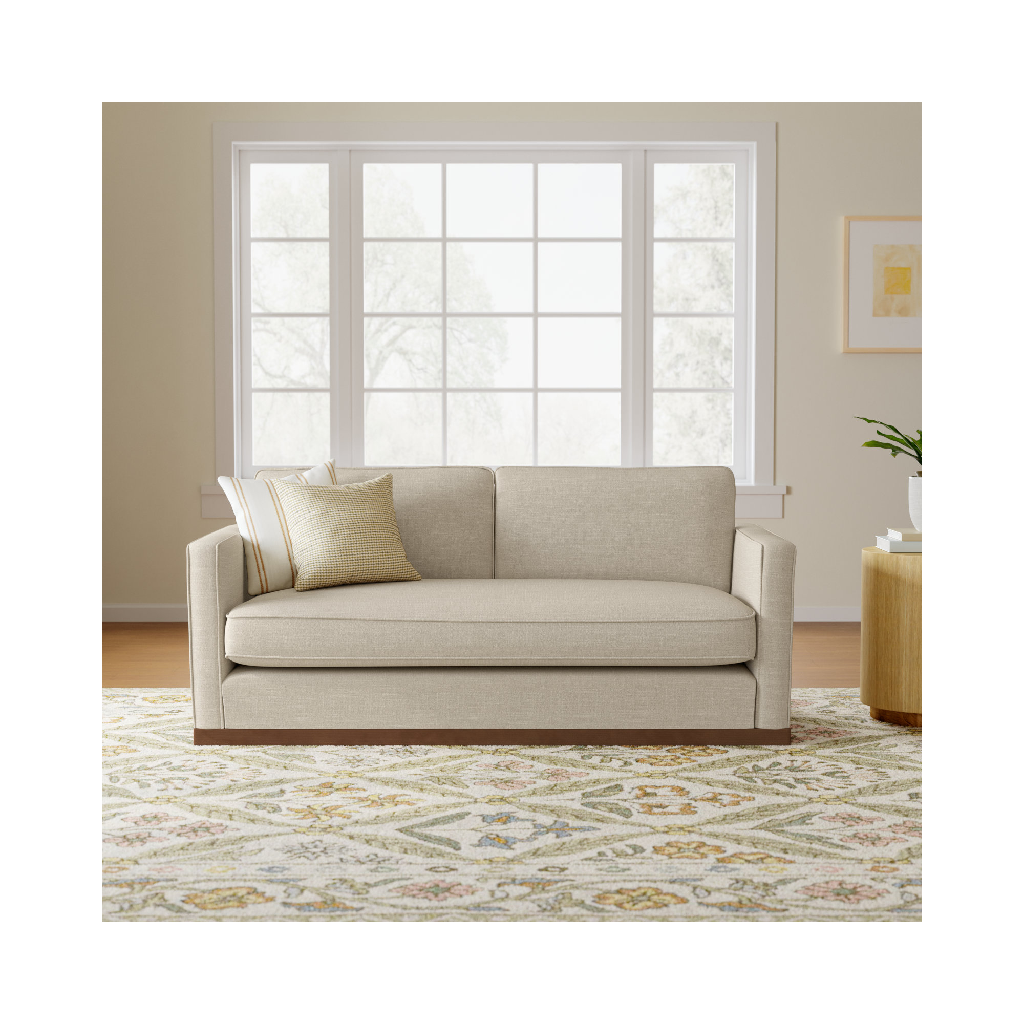 Bobbi 73'' Upholstered Loveseat, Effie Flax Performance Linen