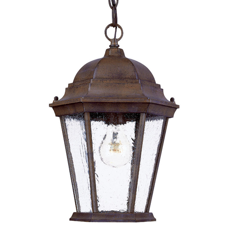 Howa Outdoor Hanging Lantern, Burled Walnut, Seeded