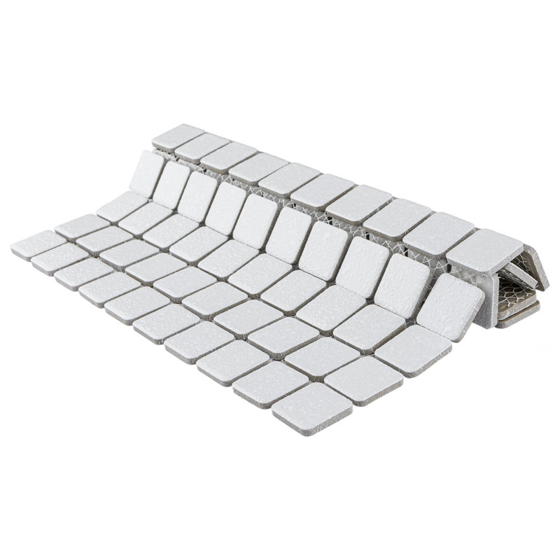Crystalline Square 1.1" x 1.1" Porcelain Grid Mosaic Wall & Floor Tile, White