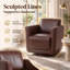 33" Wide Genuine Leather 360°Swivel Barrel Chair With Solid Wood Frame, No Assembly Required (Set of 2)-1427349599