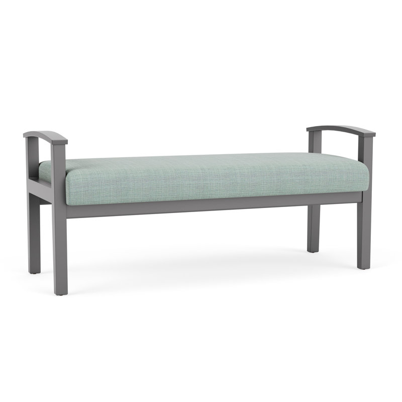 Banc en bois massif Amherst, Étain, Chambray écume de mer